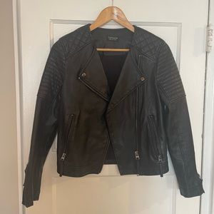 TopShop Black Quilted Vegan Leather Moto Jacket